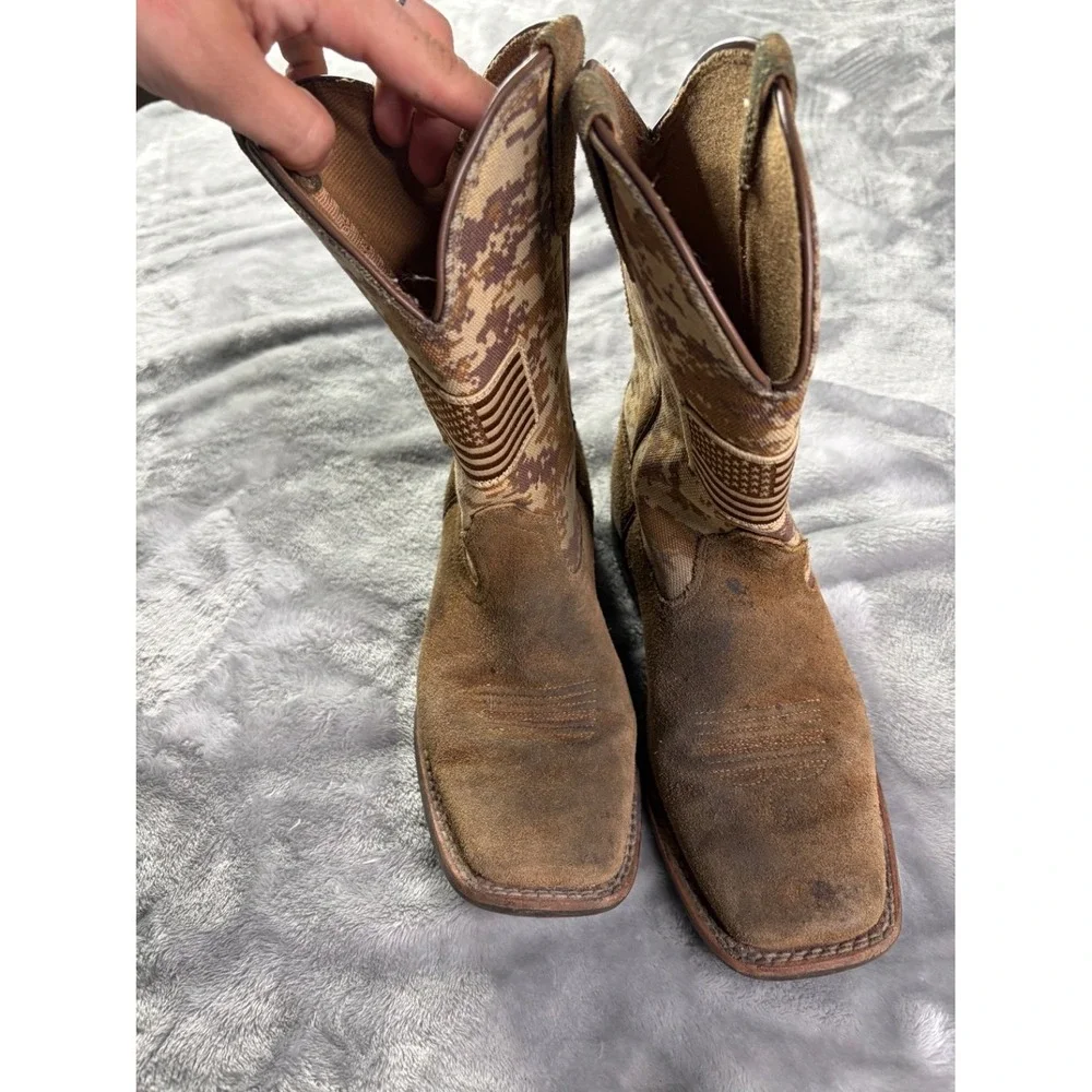 US 3.5 Ariat Sport Patriot kids western cowboy boots American flag patriotic